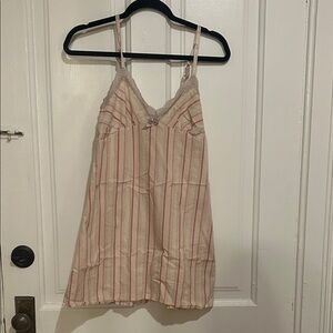 Mark. By Avon Preppy Pink, White, and Silver Striped Lace Trim Slip/Nightgown